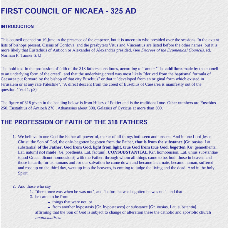 First Council of Nicea - 325 AD