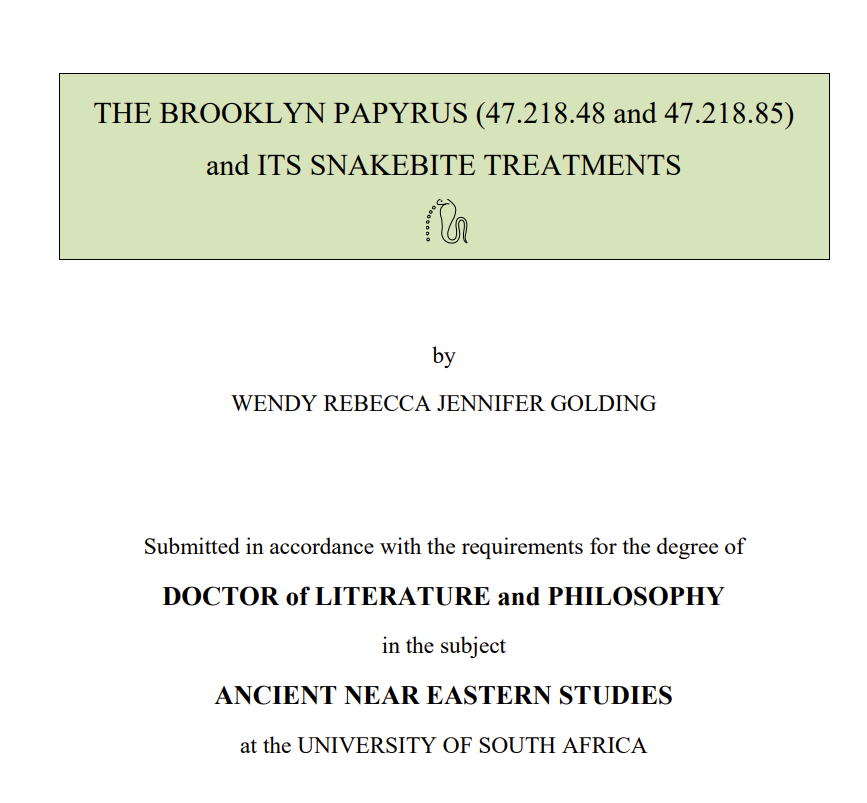 The Brooklyn Papyrus  By: Wendy Rebecca Jennifer Golding