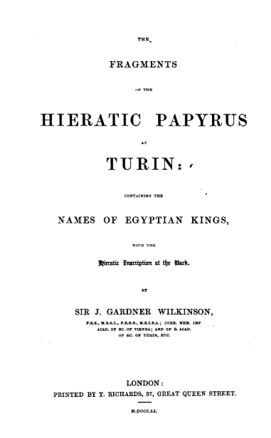 Hieratic Papyrus at Turin